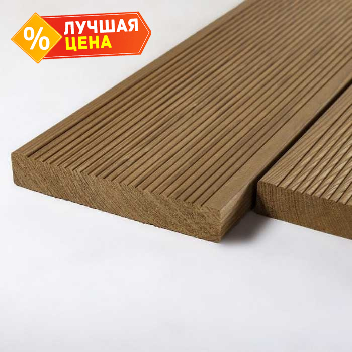 Палубная доска термо-лиственница 25x140x5000 мм А термо-лиственница Коричневый
